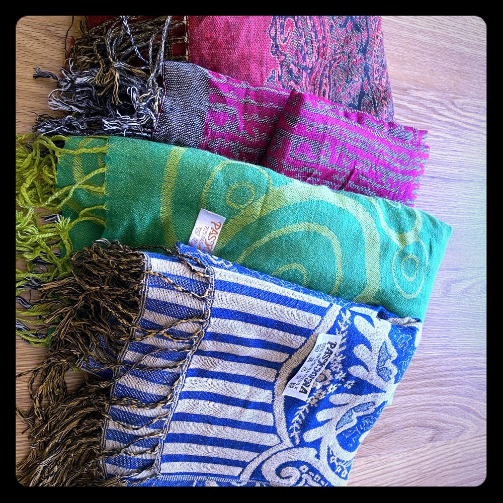 Set of 4 Pashmina/ silk scarves